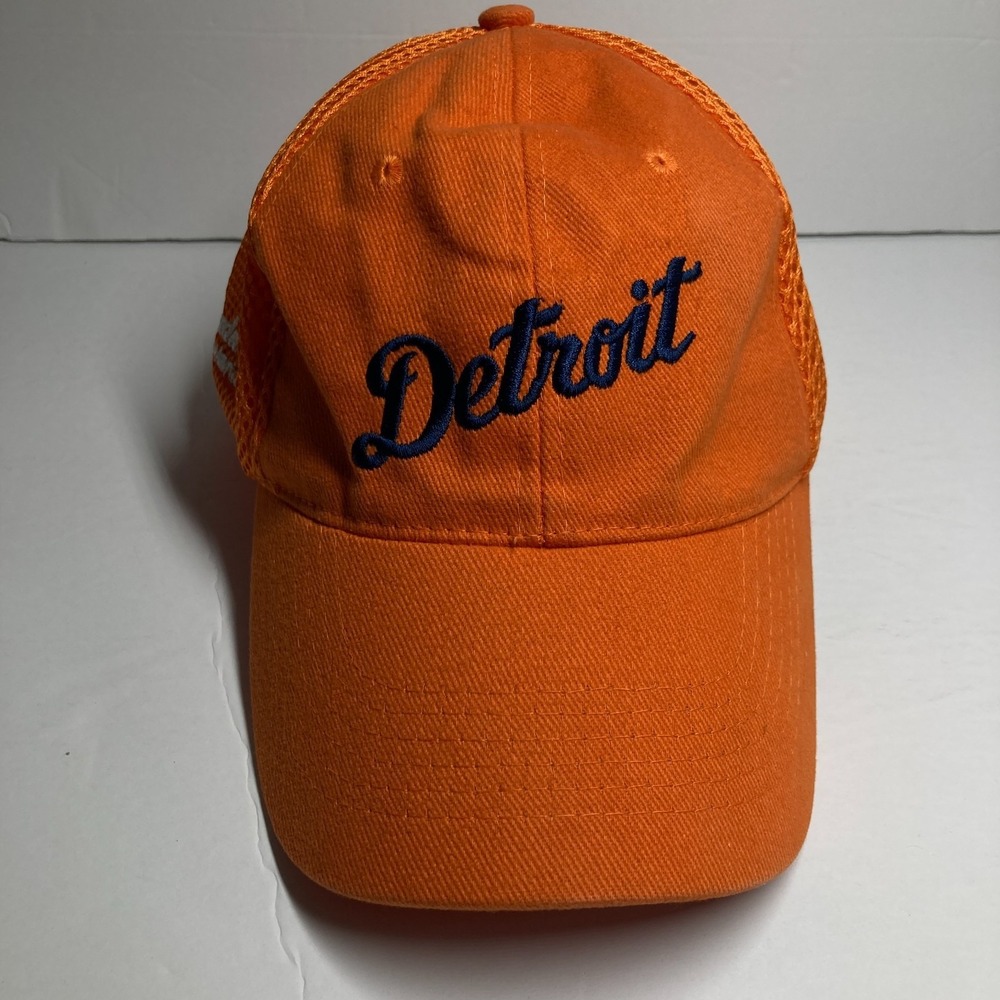 Detroit Cap Hat Adult Orange Fitted Budweiser Great American‎ Lager Embroidered